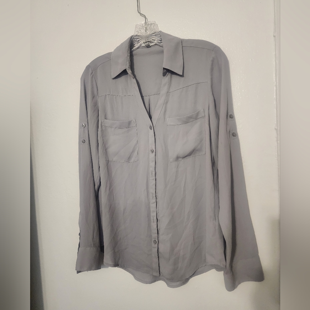 Express Light Gray Button-Down Shirt